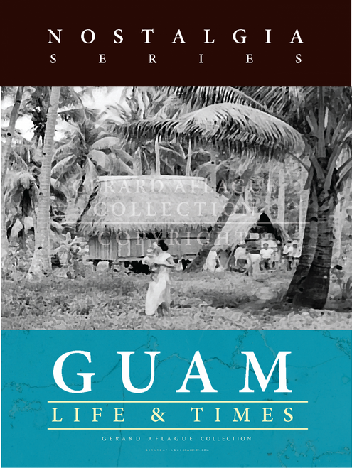 The photograph in this poster is of a Chamorro hut set in the 1930s.