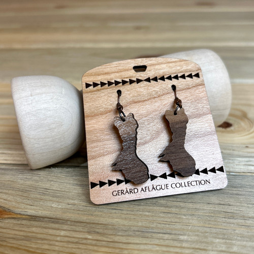 Solid Walnut Island of Guam Earrings - 1.25 inches