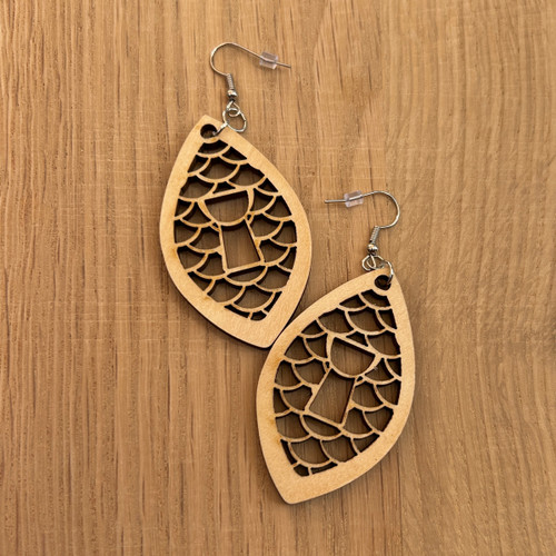 Latte Stone Sirena Themed Wood Earrings