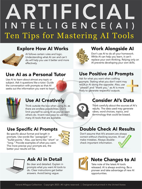 Artificial Intelligence - Ten Tips for Mastering AI Tools (18x24)