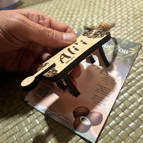 Palau Ali'i Wooden Monstera Coconut Grater Christmas Ornament