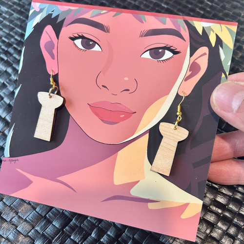 Walnut Latte Stone Wood Earrings