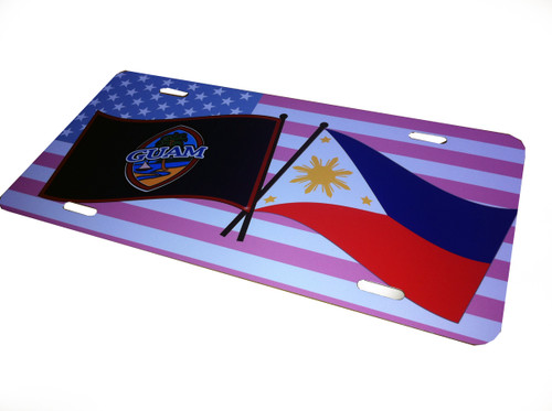 Guam, Philippine, and USA Flags License Plate Design - 6" x 12" in aluminum