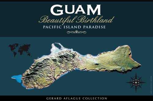 Guam Gift | Guam Souvenir | Home and Office Decor Poster | Island of Guam Topology Illustration