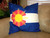 Colorado Flag w/Philippine Starburst - Textured Pillow - 24x24 inches (Plain beige burlap back)