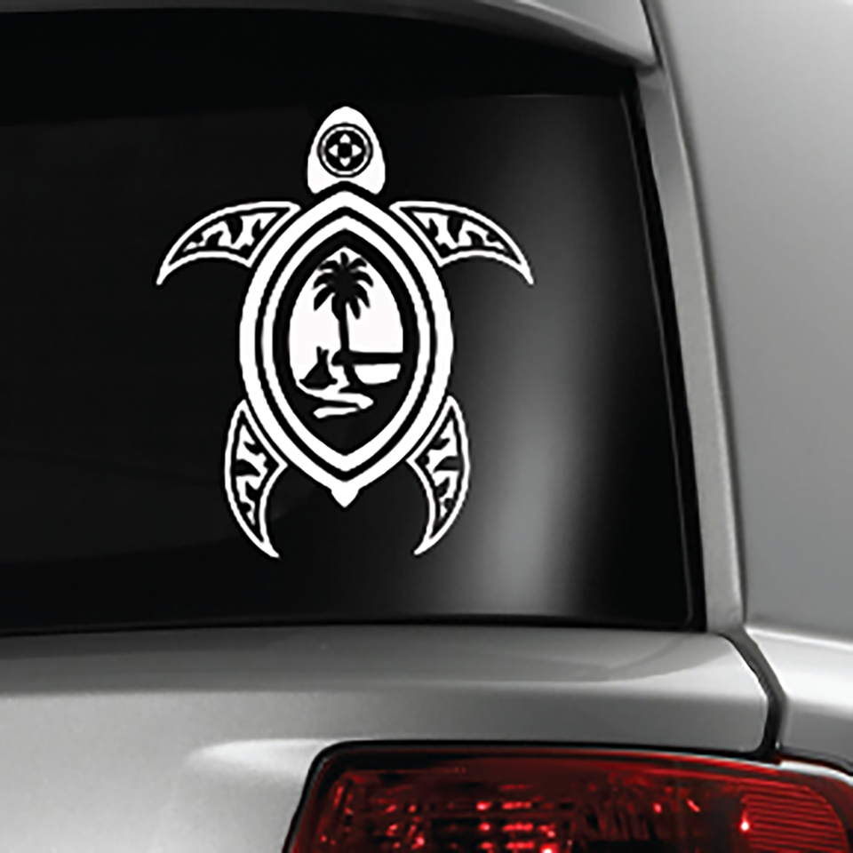 White Tribal Guam Seal Vinyl Car Sticker Decal