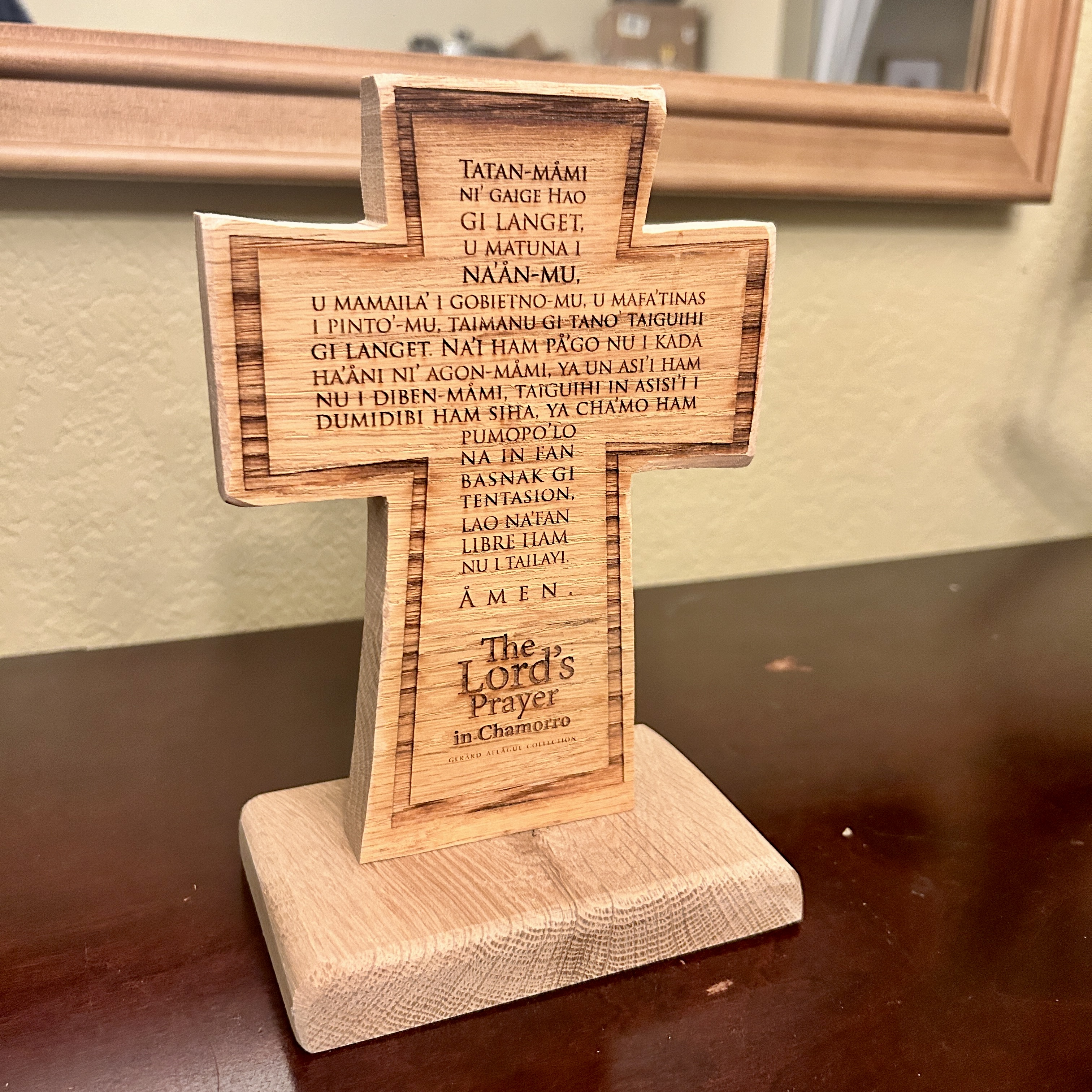 Small Lord's Prayer in Chamorro Wood Cross