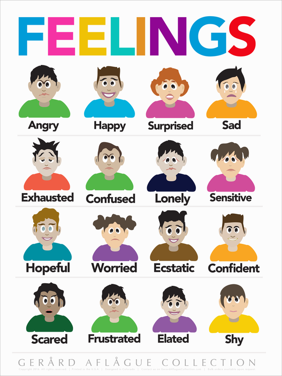 High Quality Print: Teacher Created Feelings or Emotions Poster - 18x24
