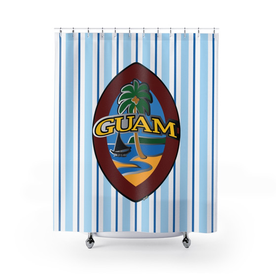 Blue Striped Modern Guam Seal Shower Curtain