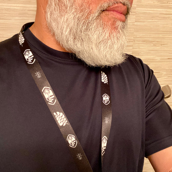 33" Black and White Tribal Guam Seal Lanyard with Clasp