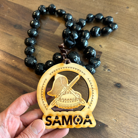 Black Kukui Nut Shell Samoan Seal Graduation and Cultural Lei