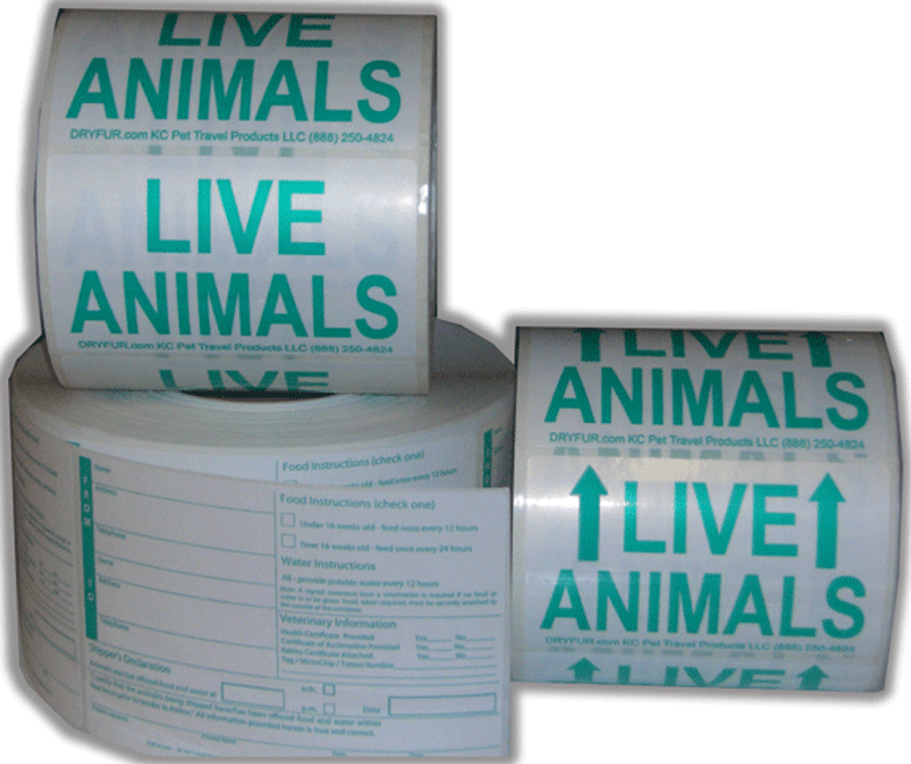 Rolls of Live Animal Shipping Labels