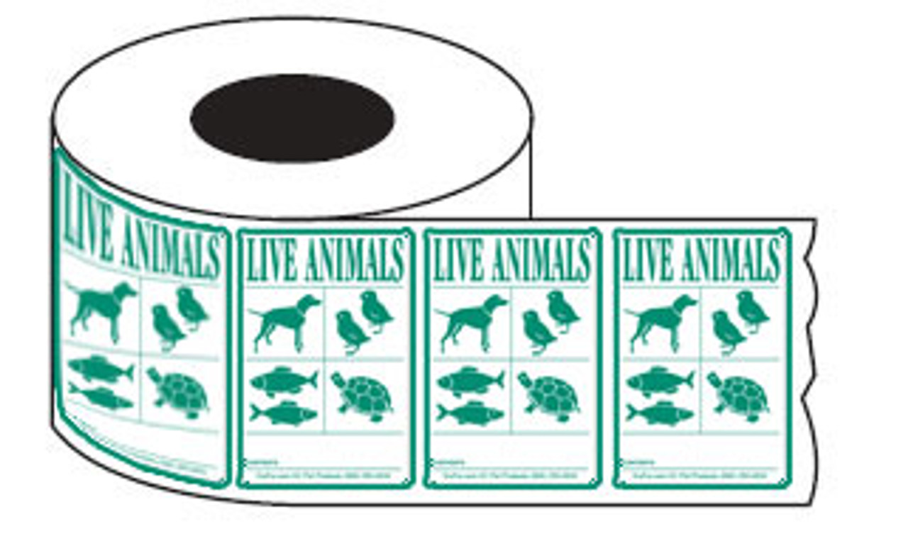 Roll of 500 GREEN IATA Animal Species shipping Labels