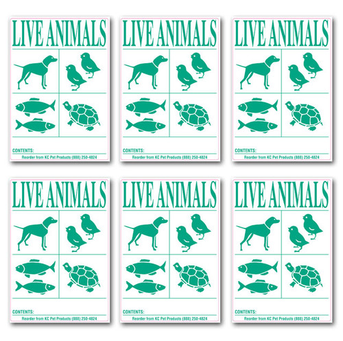 6 pk IATA Live Animal Species Labels for shipping pets