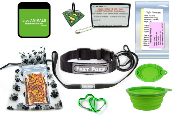 Complete Small Pet Airline Travel Kit - Includes Pads, Bowls, Labels, Bolts, & More For Airline-Approved Kennels