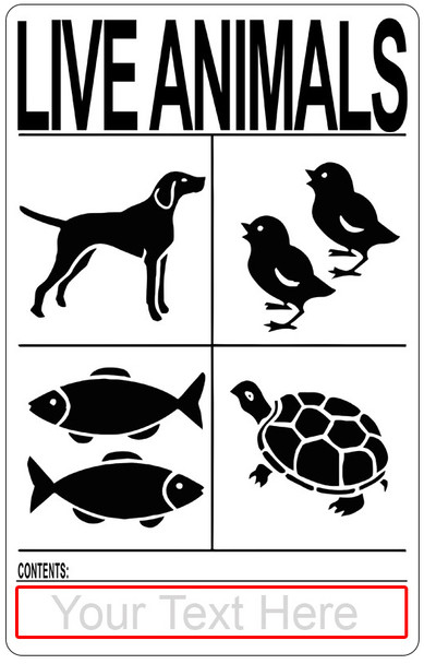 Custom printed IATA Live Animal Species Labels in Black