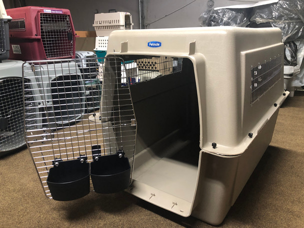 2 bowls side by side on a 700 Giant 48 inch sky kennel LONG & SHORT bolts are included for ALL doors wire or SOLID door with bite guards installed