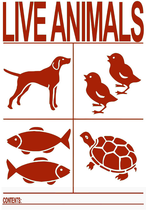 IATA Green Live Animal Species transport sticker label set