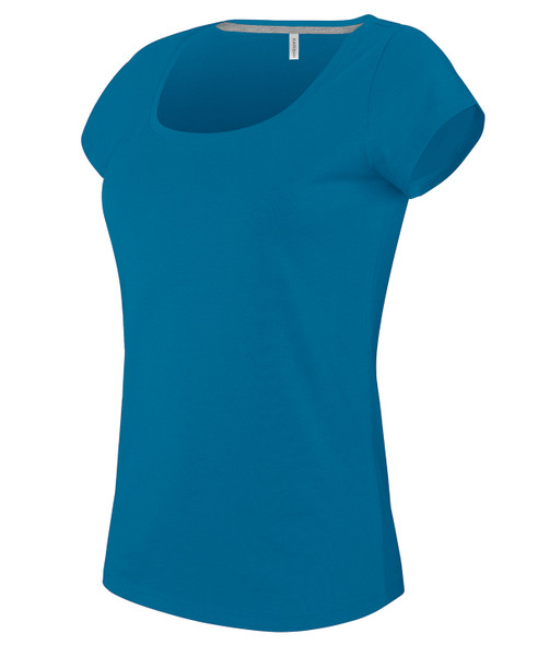 Ladies boat neck short-sleeved T-shirt