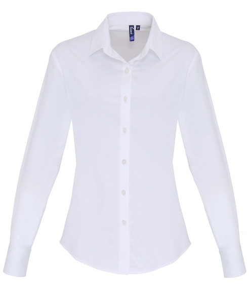 Women's stretch fit cotton poplin long sleeve blouse PR344