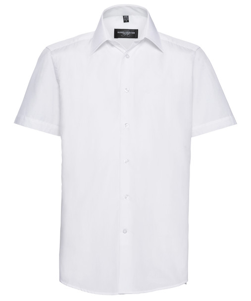 Short sleeve polycotton easycare tailored poplin shirt