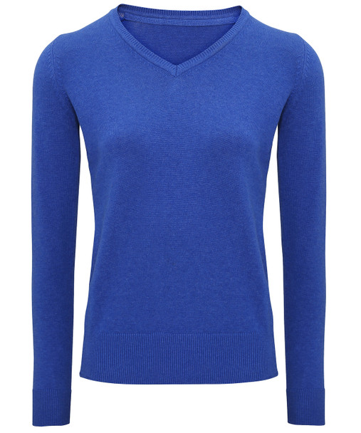 Women's cotton blend v-neck sweater AQ043