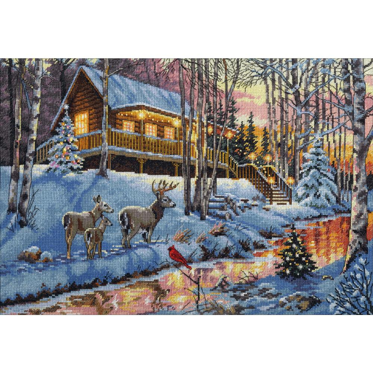 Winter Cabin Dimensions The Gold Collection Counted Cross Stitch Kit