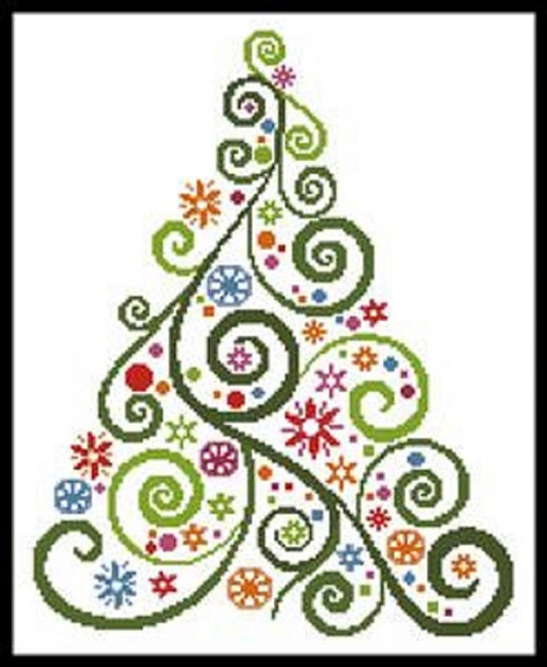 Abstract Christmas Tree Counted Cross Stitch Pattern