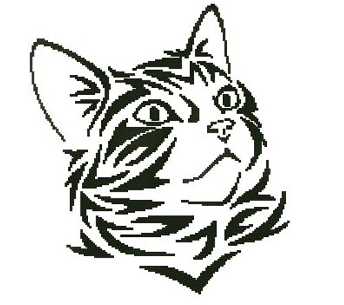 Tribal Kitten 1 Counted Cross Stitch Pattern-PDF Download