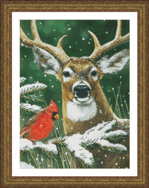 Deer and Cardinal Counted Cross Stitch Pattern