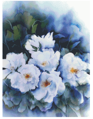Watercolor chipmunk and flowers animal counted cross stitch pattern digital pdf