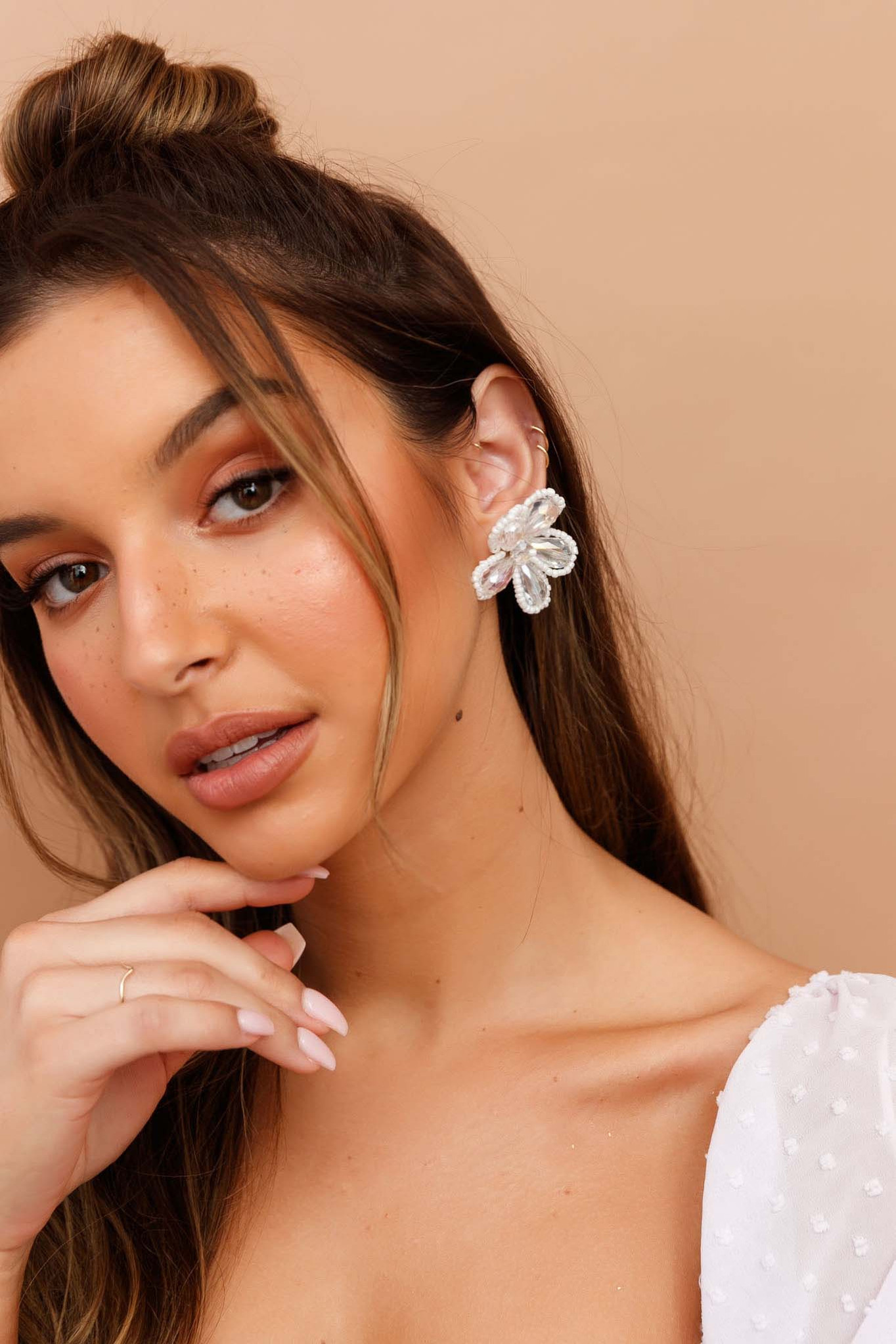 Eden Gold Earrings - White | Sage and Paige AUS.