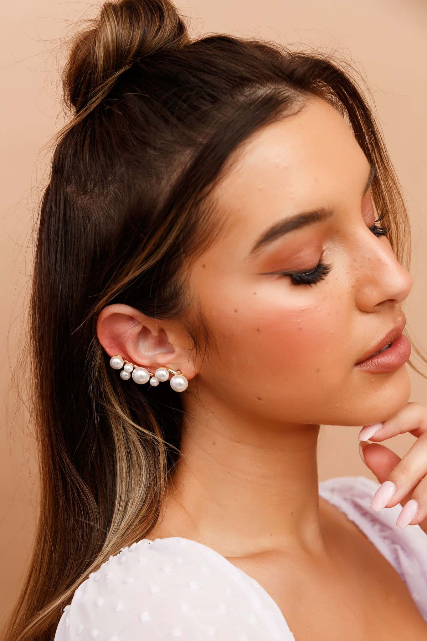 Moon Song Ear Studs - White Gold | Sage and Paige AUS.