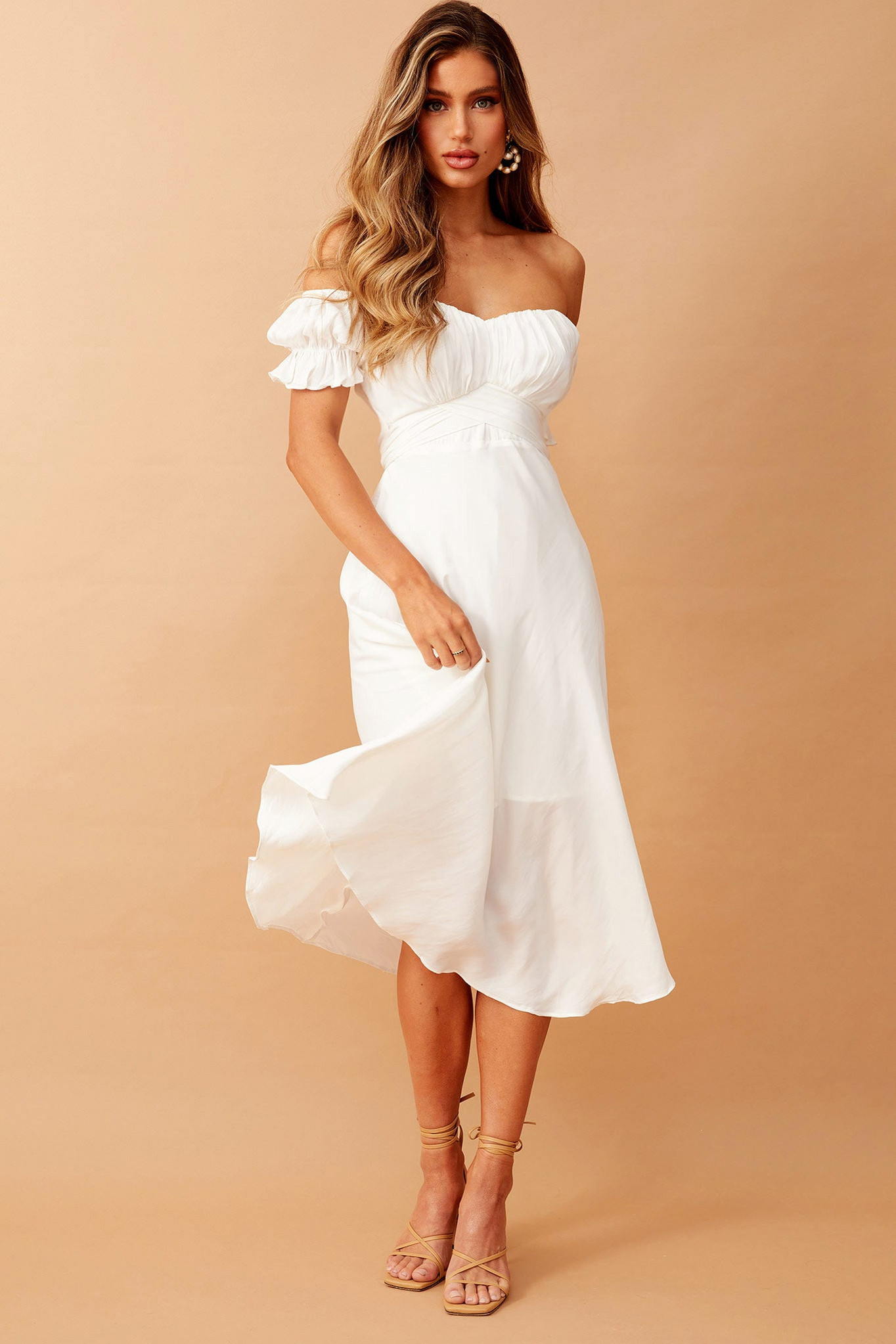 Swing Dancin' Midi Dress - Off White | Sage and Paige AUS.