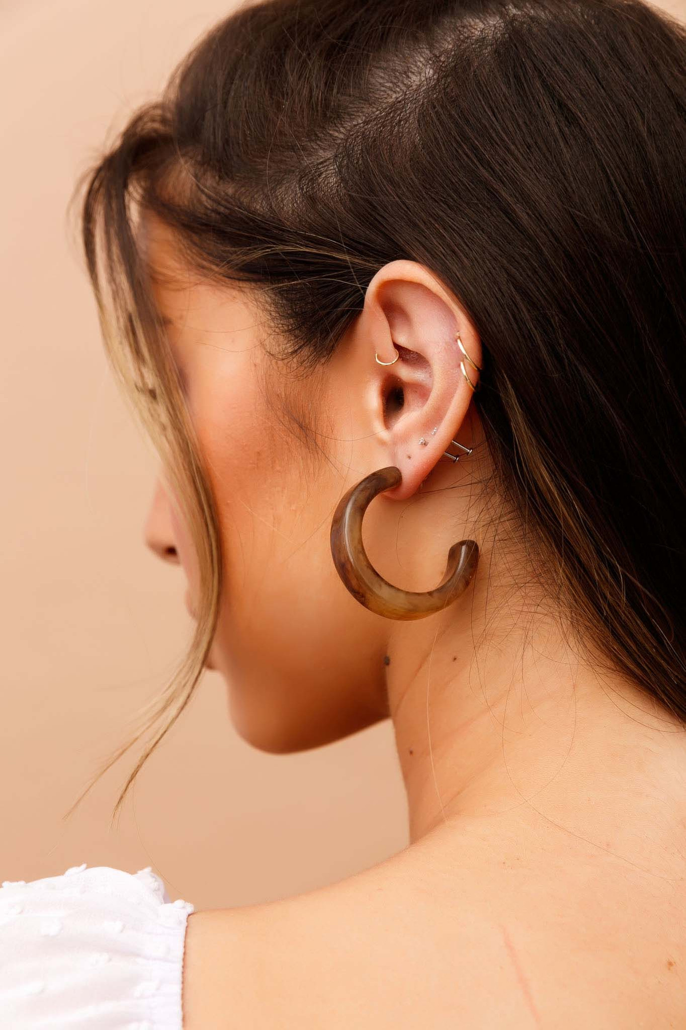 Half Moon Ear Hoops - Brown | Sage and Paige AUS.
