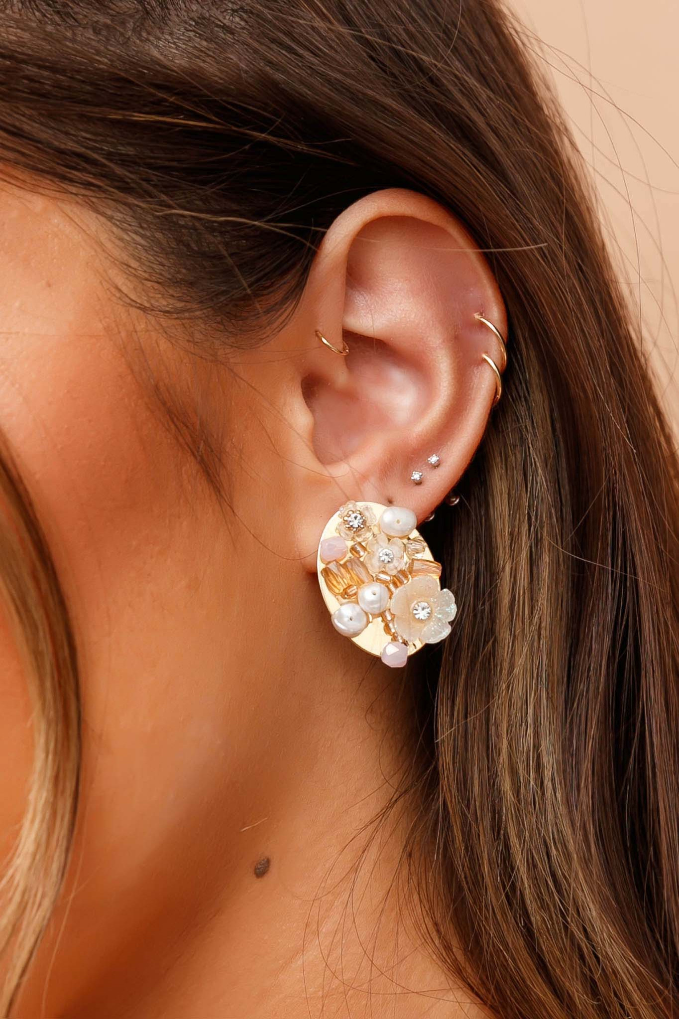 Billie Ear Studs - Rose Gold White | Sage and Paige AUS.