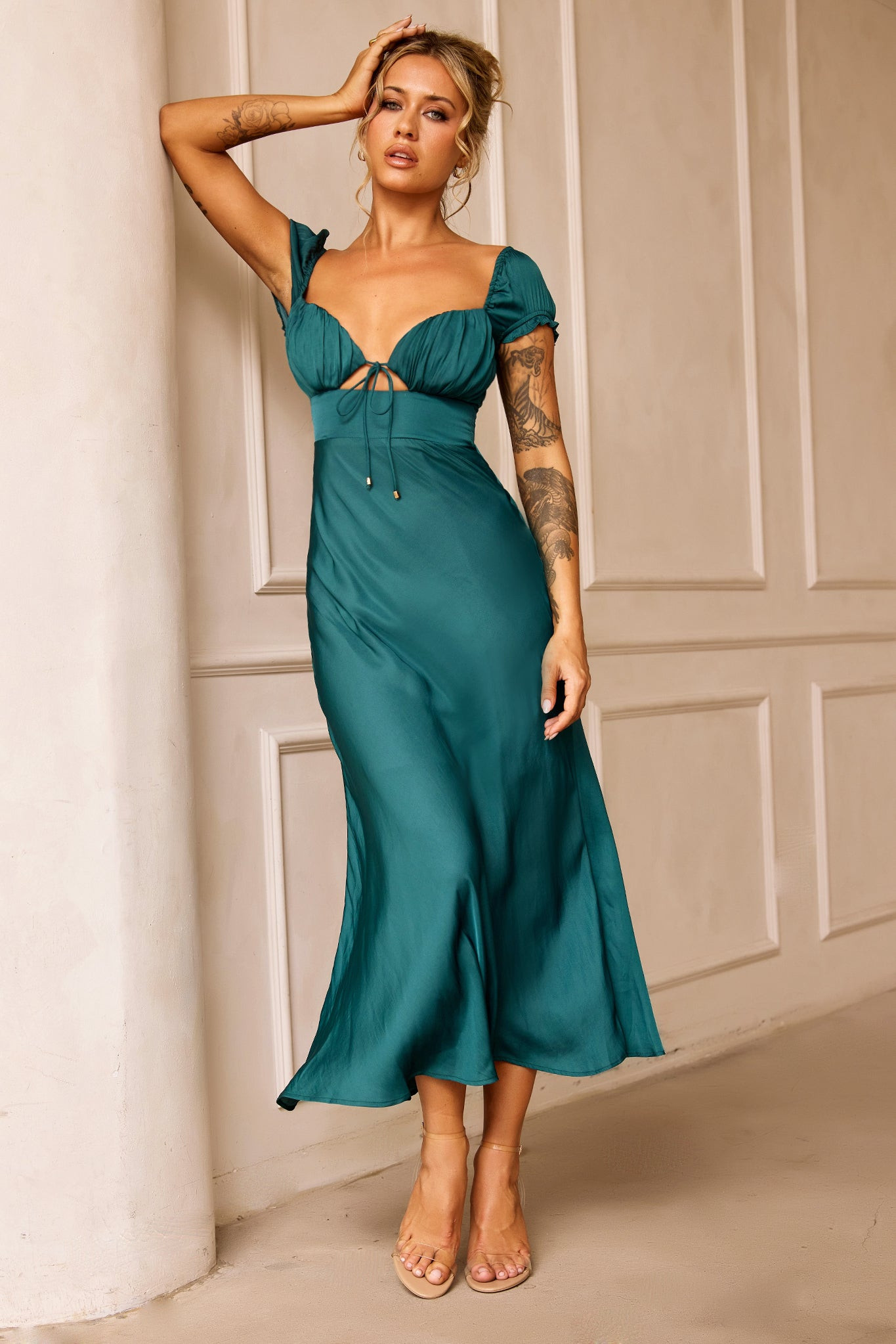 Jasmine Midi Dress - Forest Green | Sage and Paige AUS.