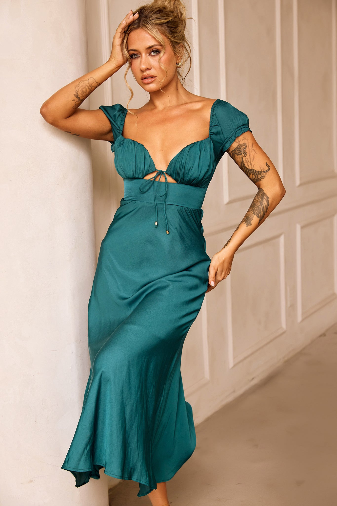 Jasmine Midi Dress - Forest Green | Sage and Paige AUS.