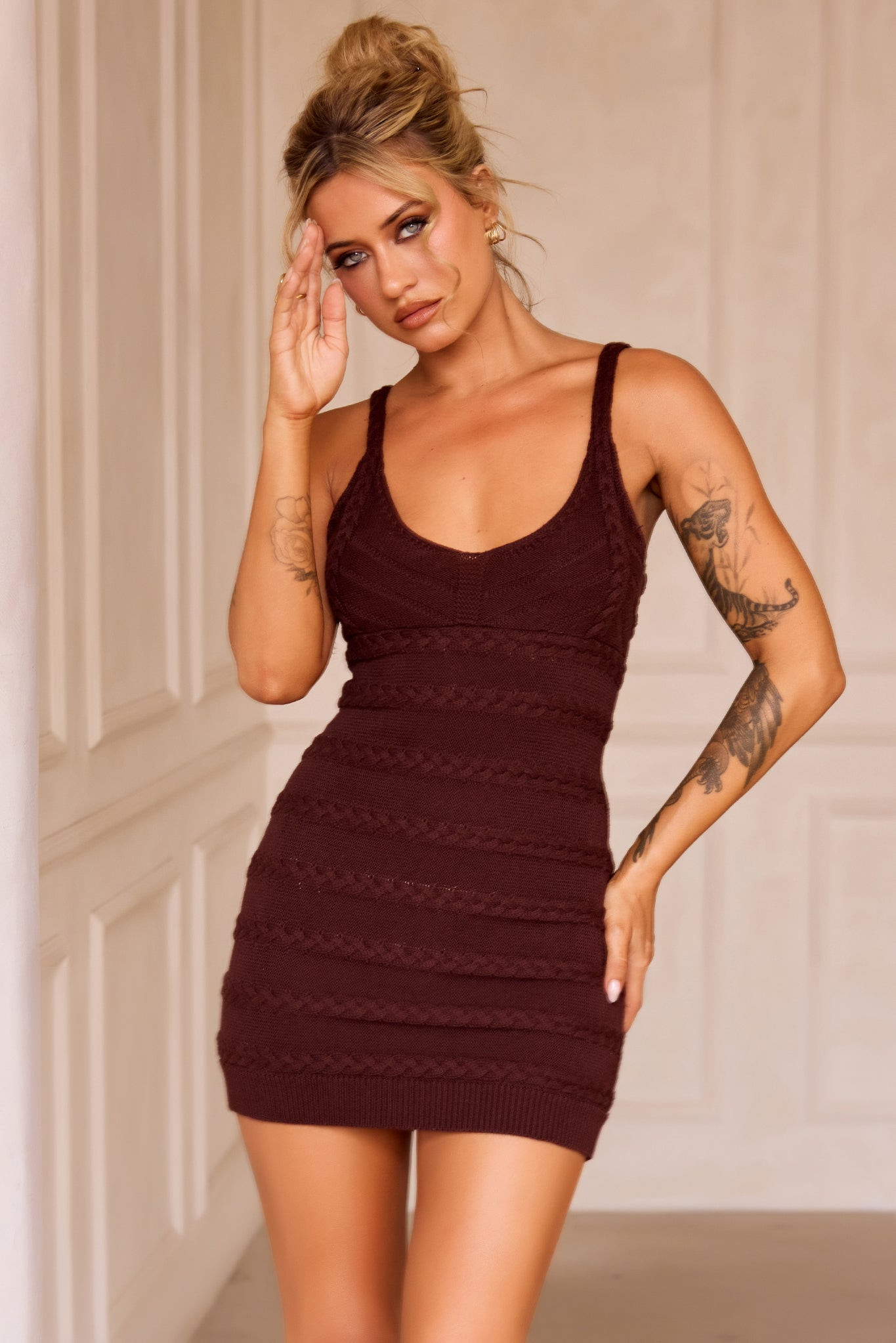 Summer Solstice Knit Dress - Chocolate | Sage and Paige AUS.