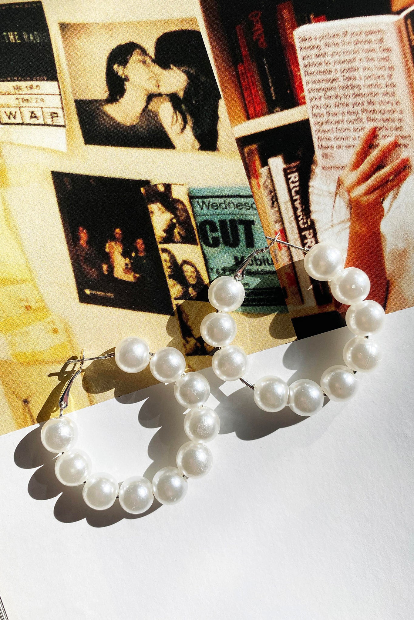 Amber Pearl Hoops - White | Sage and Paige AUS.