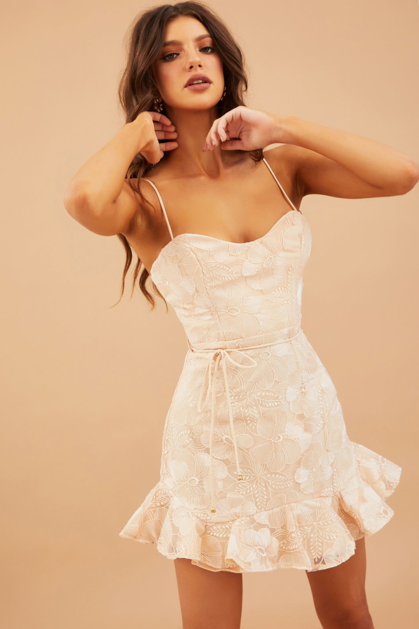 Remi Lace Mini Dress - Champagne | Sage and Paige AUS.