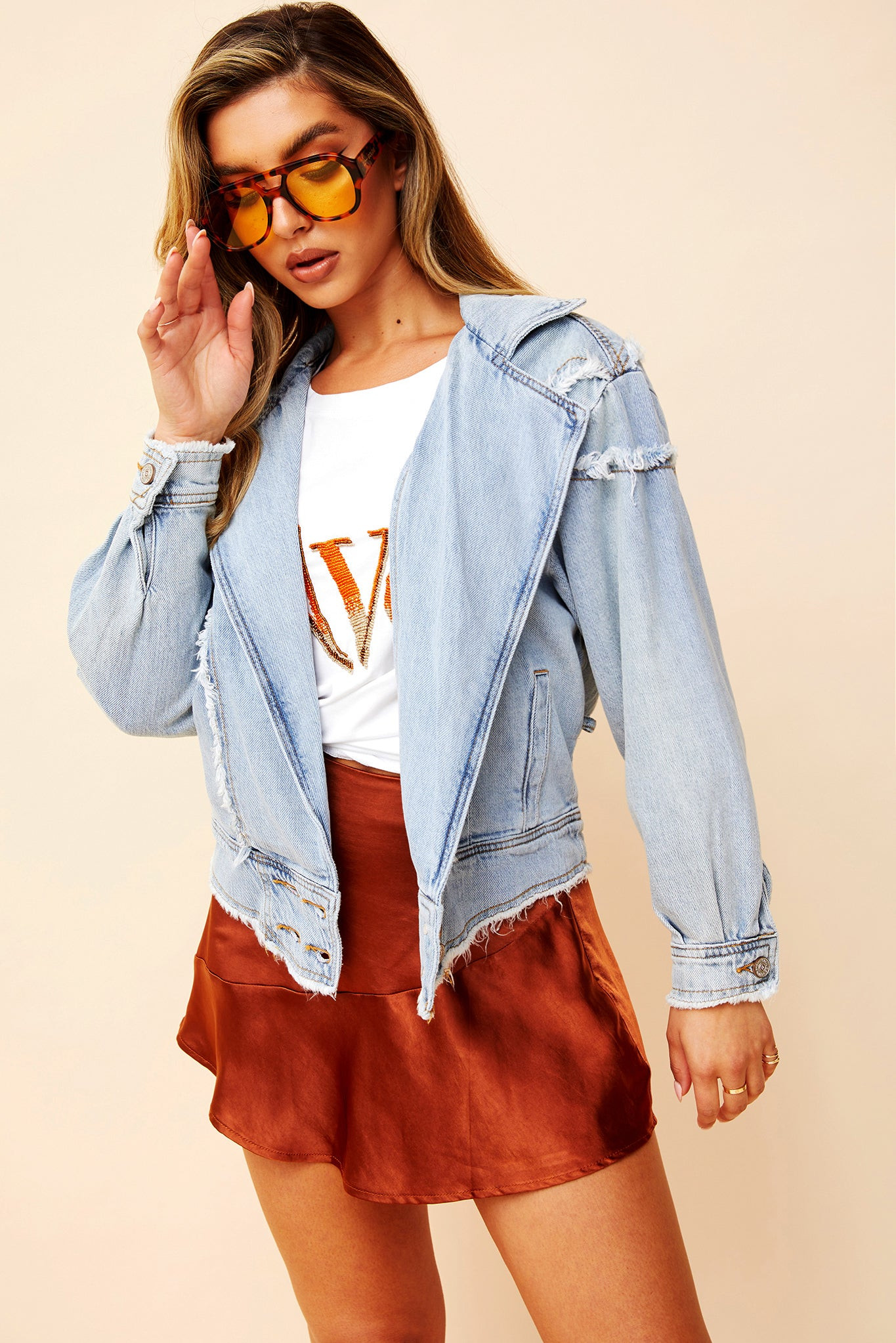 Reclaim Your Power Denim Jacket - Washed Blue | Sage and Paige AUS.