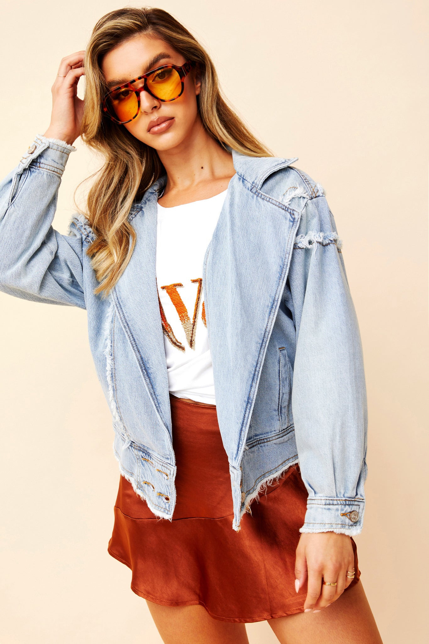 Reclaim Your Power Denim Jacket - Washed Blue | Sage and Paige AUS.