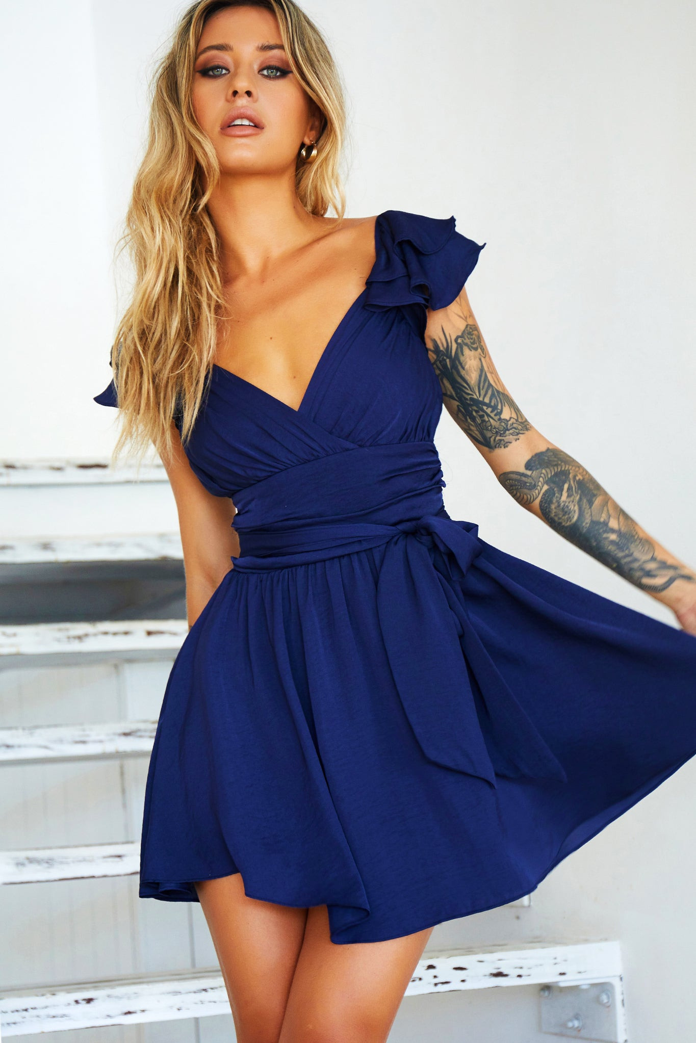 Fairytale Ending Mini Dress - Navy | Sage and Paige AUS.
