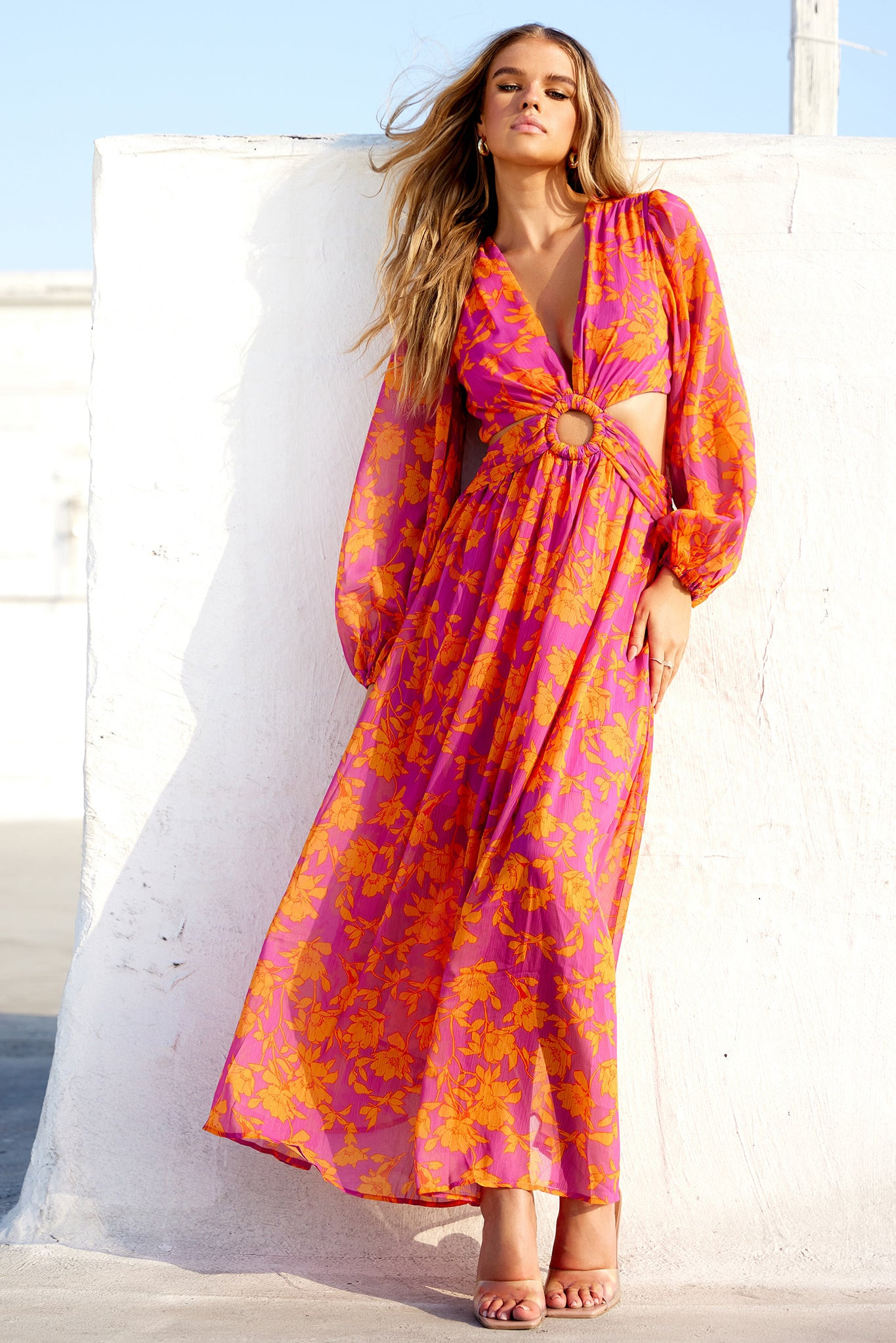 Swift Maxi Dress - Pink Orange | Sage and Paige AUS.