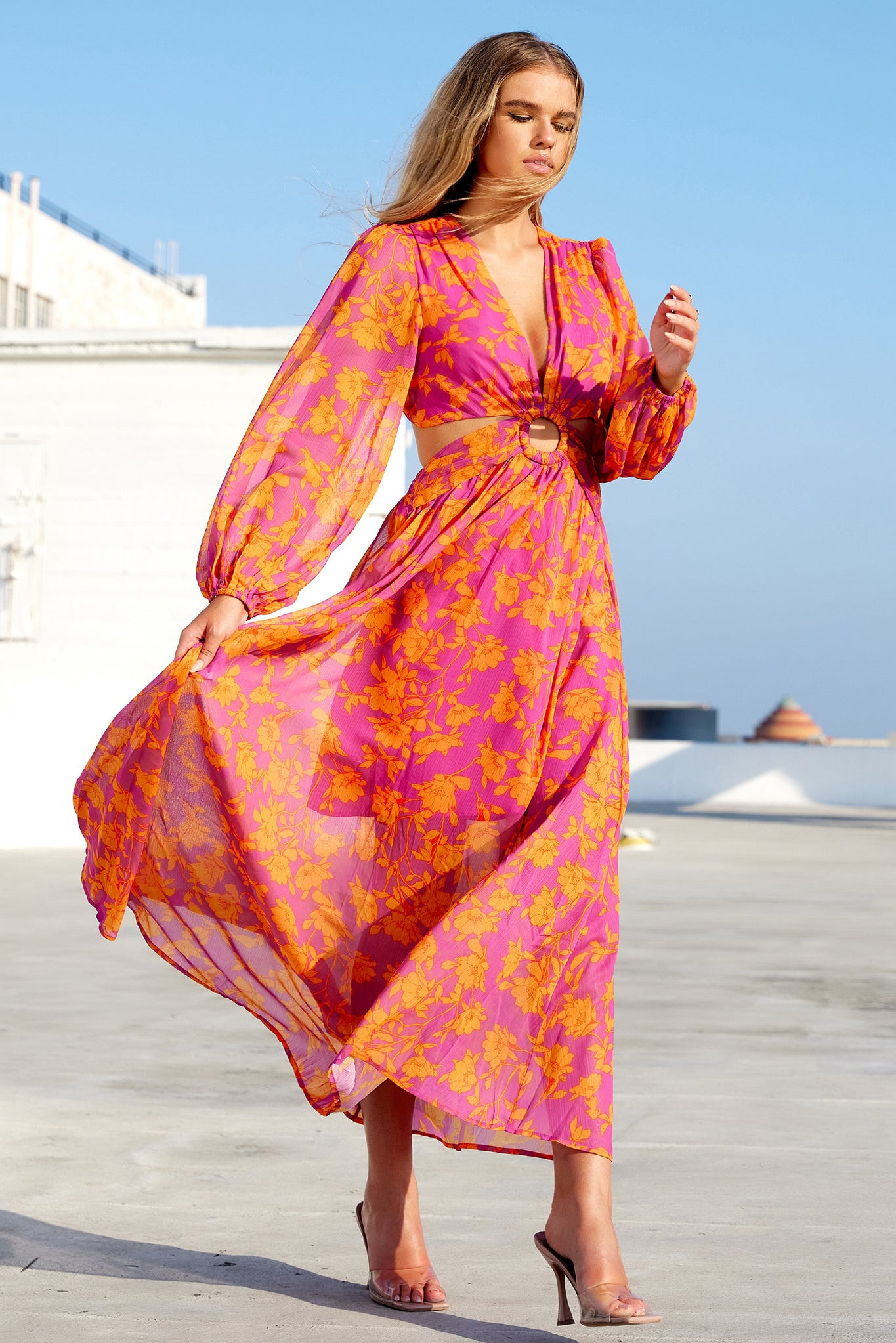 Swift Maxi Dress - Pink Orange | Sage and Paige AUS.