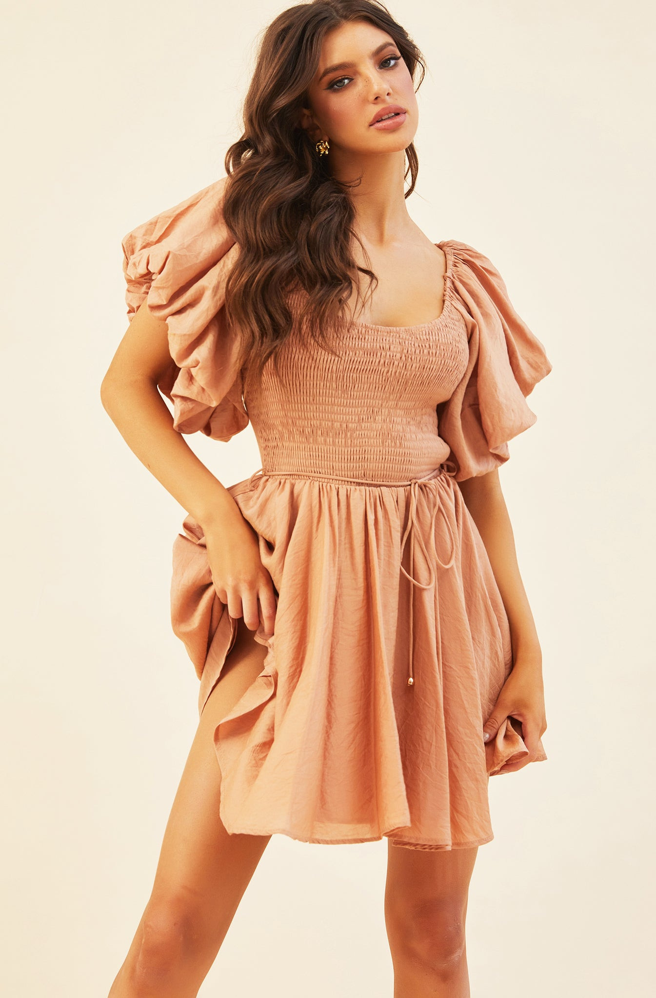 Italian Summer Mini Dress - Mocha | Sage and Paige AUS.