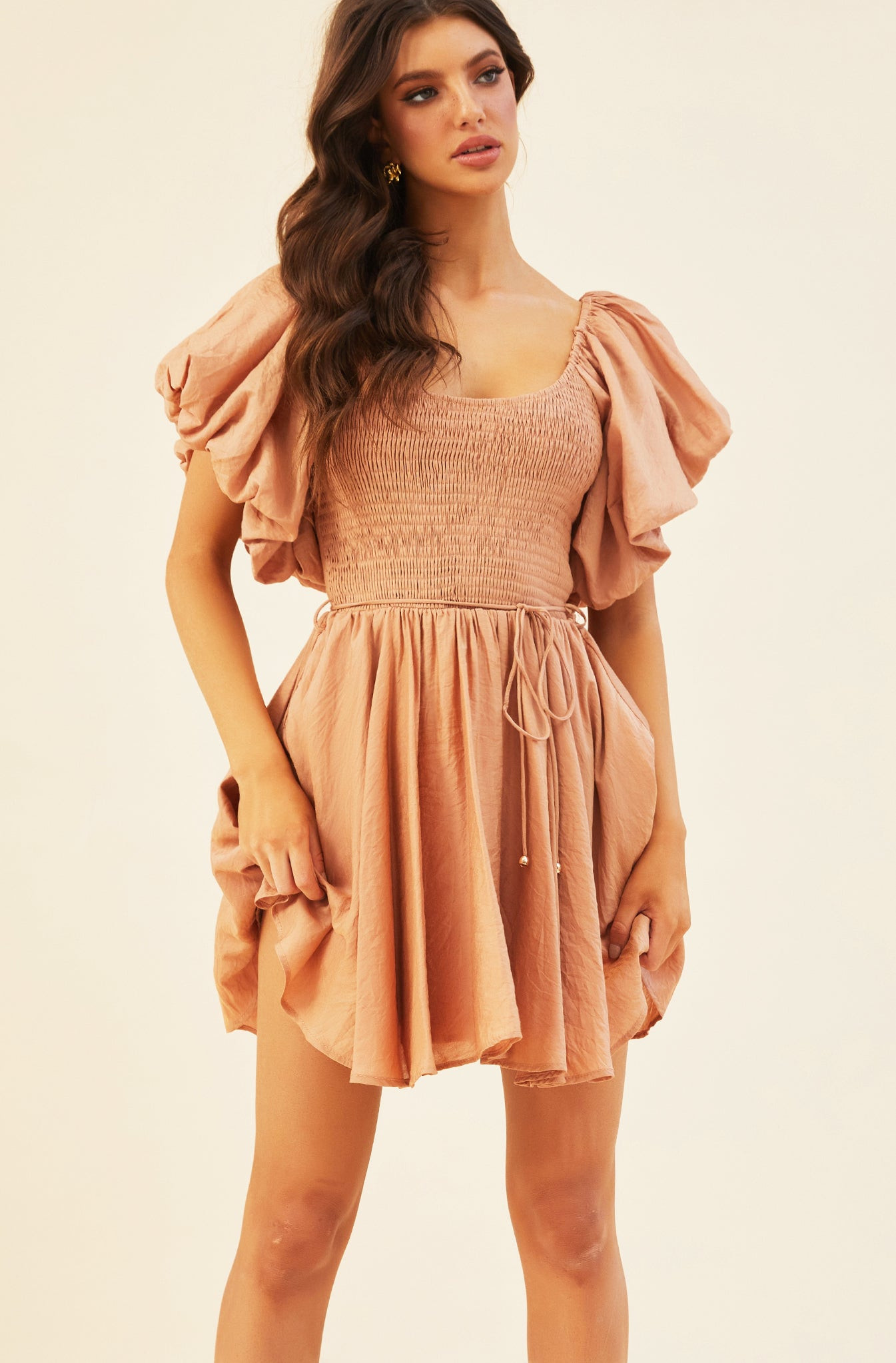 Italian Summer Mini Dress - Mocha | Sage and Paige AUS.