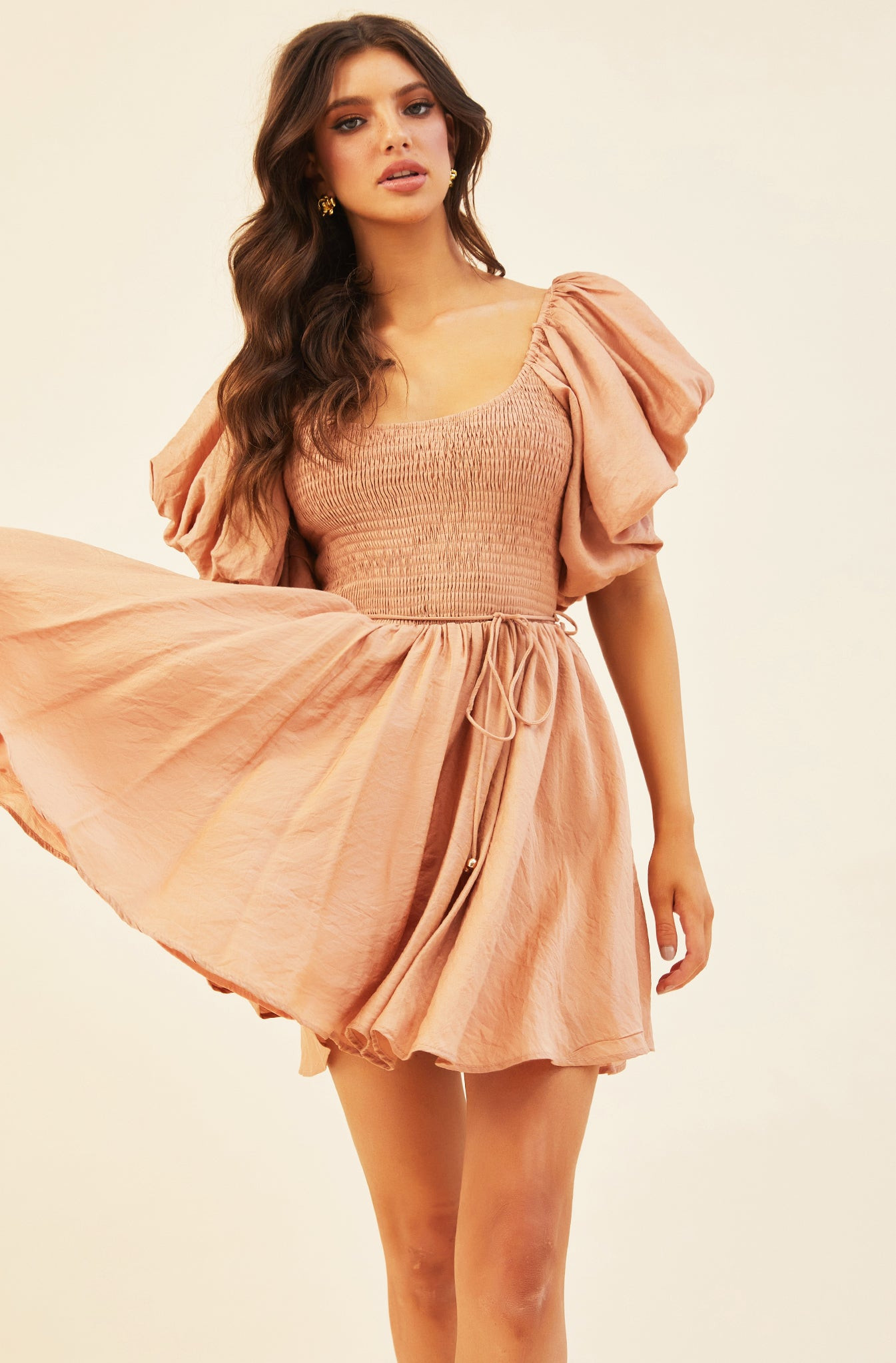 Italian Summer Mini Dress - Mocha | Sage and Paige AUS.