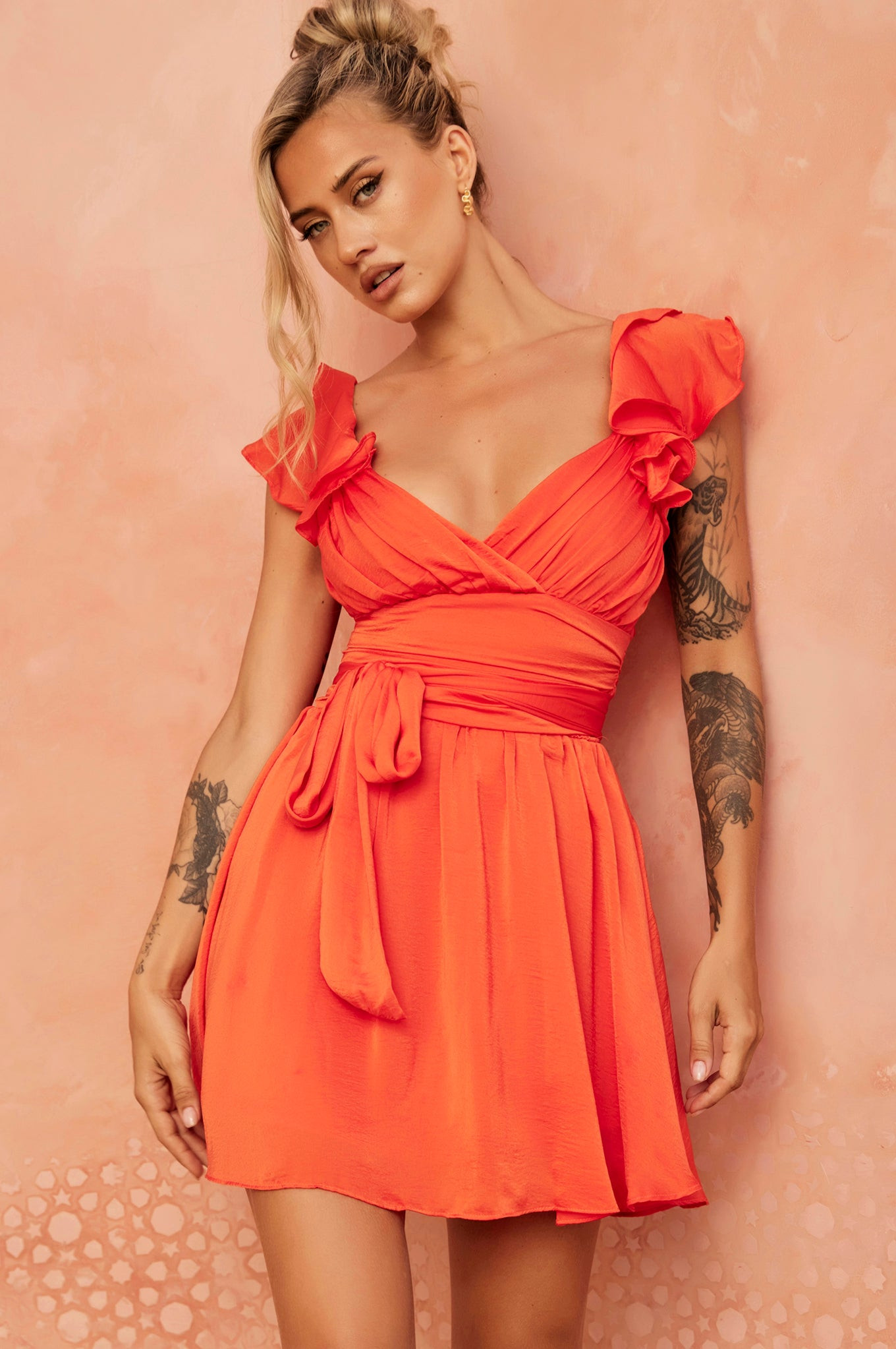 Fairytale Ending Mini Dress - Tangerine | Sage and Paige AUS.